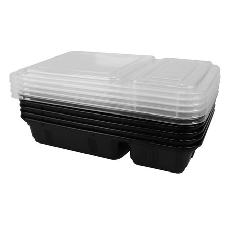 Home Basics Home Basic 10 Piece 2 Compartment BPAFree Plastic Meal Prep Containers, Black SC45501